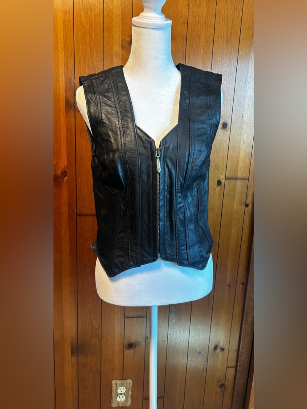 Harley-Davidson Black Leather Zip Vest